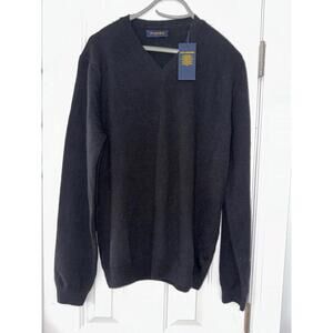 NWT     PIOMBO Men' s Sweater  100% Lambs Wool V Neck Sweater Black sz L